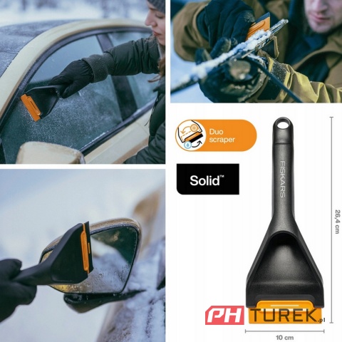 Samochodowy skrobak FISKARS do odśnieżania, podwójny do auta, śniegu, lodu