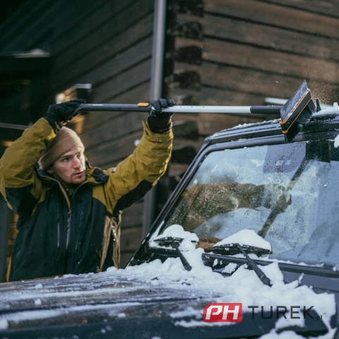 Teleskopowa szczotka i skrobak do odśnieżania, obrotowa głowica X-series