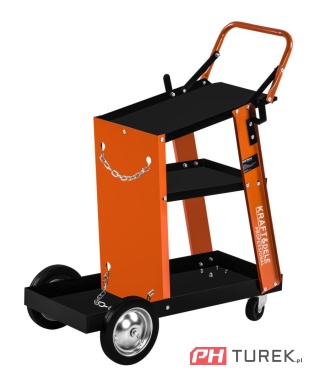 Wózek spawalniczy do spawarek z półką na butle 75 kg z metalowymi kółkami