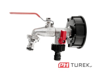 Zestaw IBC nakrętka S60x6 kran 1/2" podwójny na GZ 3/4" 2 nyple mauser