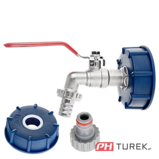 Zestaw IBC nakrętka S60x6 kran 1/2" z wyjściem na GZ 3/4" wtyk na wąż 1/2"