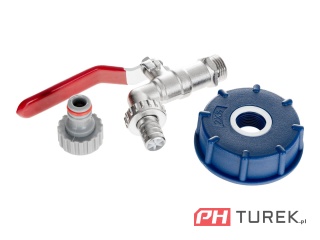 Zestaw IBC nakrętka S60x6 kran 1/2" z wyjściem na GZ 3/4" wtyk na wąż 1/2"