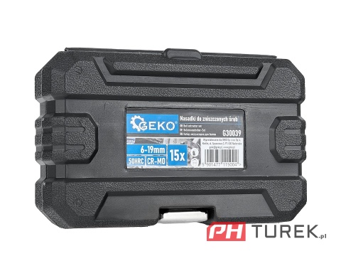 Zestaw nasadek do zniszczonych śrub 6-19 mm 15 elementów stal CR-MO