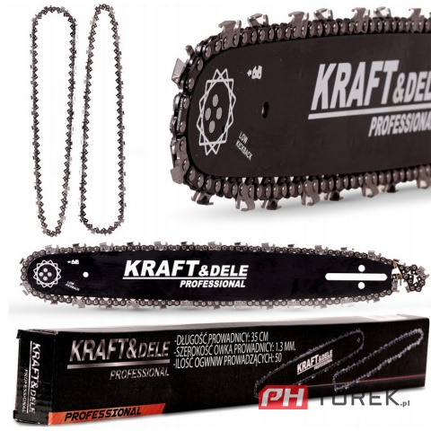 Zestaw prowadnica + 2 łańcuchy 14"/35cm 1,3 mm 3/8" 50 ogniw do pilarki