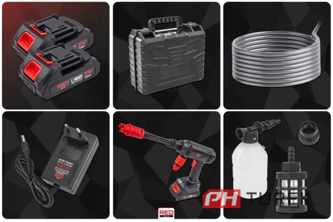 Bezprzewodowa myjka ciśnieniowa akumulatorowa 21V 60bar walizka