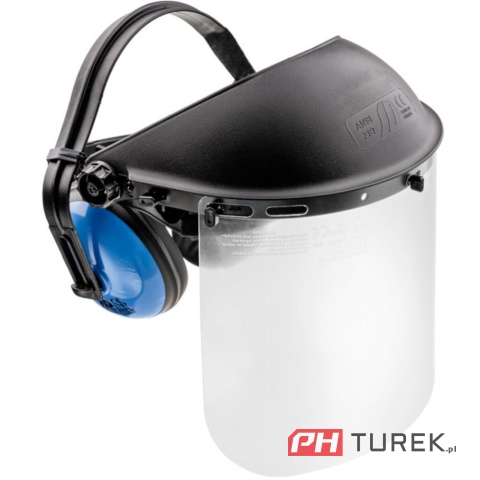 Osłona Maska twarzy z pleksi + ochronniki słuchu regulowane cedrus 2w1