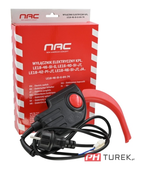 Wyłącznik włącznik kosiarki elektrycznej + przewód LE18-46-SI-G, LE16-SI-JT