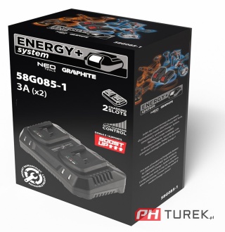 Ładowarka podwójna do akumulatorów bateri energy+ 58g085-1 – GRAPHITE