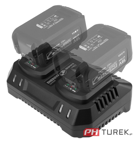 Ładowarka podwójna do akumulatorów bateri energy+ 58g085-1 – GRAPHITE