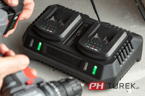 Ładowarka podwójna do akumulatorów bateri energy+ 58g085-1 – GRAPHITE