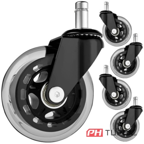 Łożyskowane kółka wymienne do fotela obrotowego biurowego zestaw 5 szt