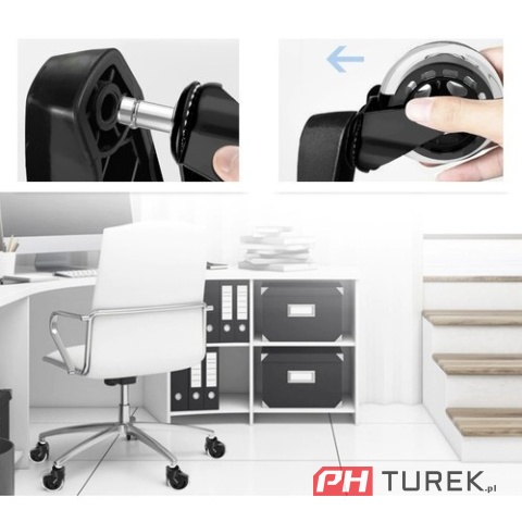 Łożyskowane kółka wymienne do fotela obrotowego biurowego zestaw 5 szt