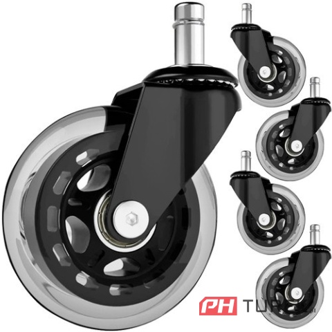 Łożyskowane kółka wymienne do fotela obrotowego biurowego zestaw 5 szt
