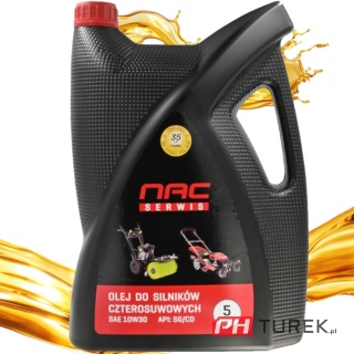Olej do silnika kosiarki 10w30 NAC 5L do silników 4T agregatu glebogryzarki