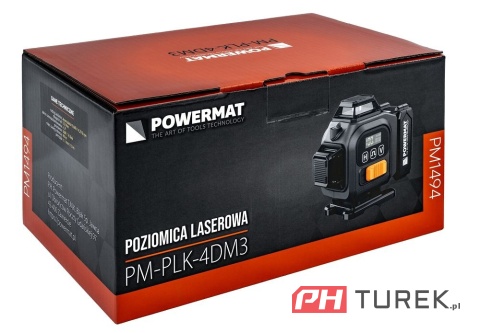 Poziomica laser krzyżowy 4d 360° 40m powermat pm-plk-4dm3