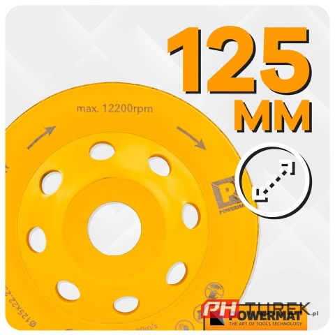 Tarcza diamentowa garnkowa do szlifowania betonu , kostki brukowej 125mm