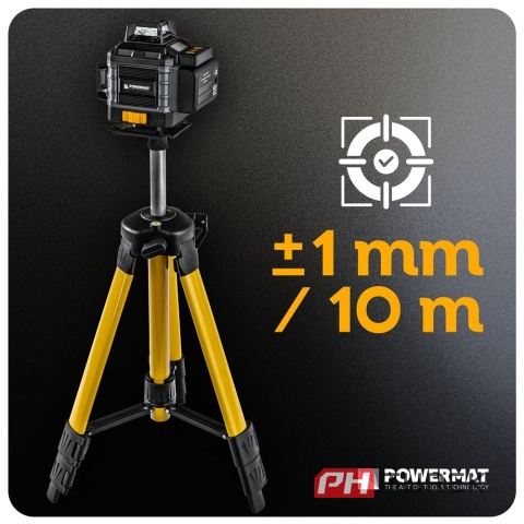 Poziomica laserowa krzyżowa 4d 16 lini zielony laser 360° 40m statyw