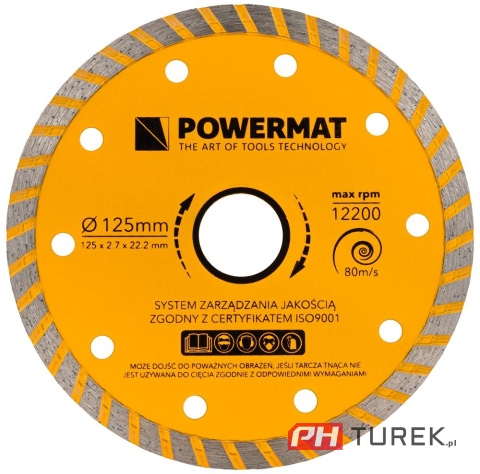 Przecinarka do glazury 1400W 125mm cięcie 45° cięcie suche, mokre Powermat