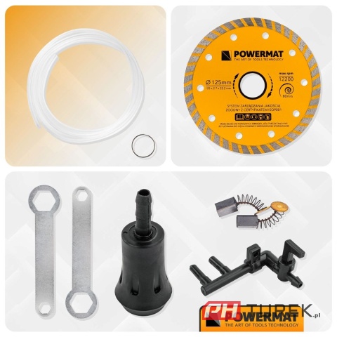 Przecinarka do glazury 1400W 125mm cięcie 45° cięcie suche, mokre Powermat