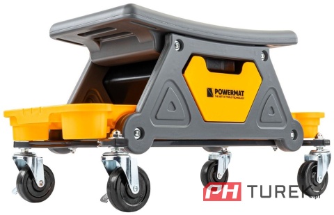 Siedzisko, krzesło warsztatowe na kółkach 3 tacki na narzędzia PM-SWA-200T