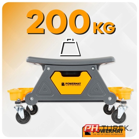 Siedzisko, krzesło warsztatowe na kółkach 3 tacki na narzędzia PM-SWA-200T