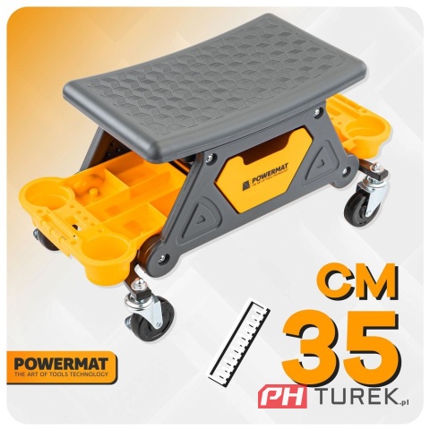 Siedzisko, krzesło warsztatowe na kółkach 3 tacki na narzędzia PM-SWA-200T