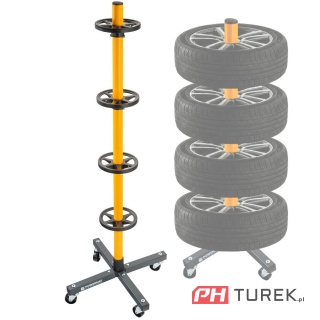 Stojak na koła stelaż na opony felgi regał mobilny na kółkach powermat