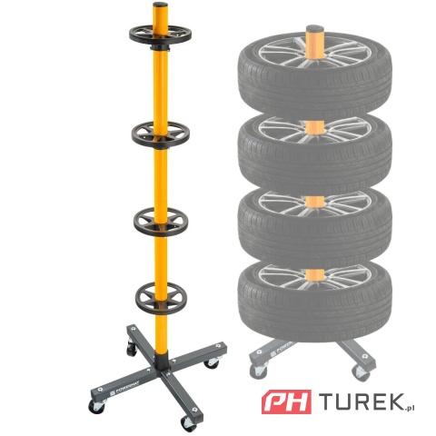 Stojak na koła stelaż na opony felgi regał mobilny na kółkach powermat