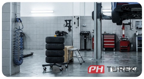 Stojak na koła stelaż na opony felgi regał mobilny na kółkach powermat