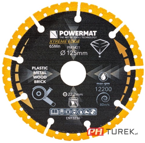 Tarcza diamentowa uniwersalna 125mm do metalu drewna plastiku PM-TDCS-1252T