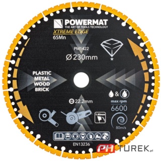 Tarcza diamentowa uniwersalna 230mm do metalu drewna plastiku pm-tdcs-1252t