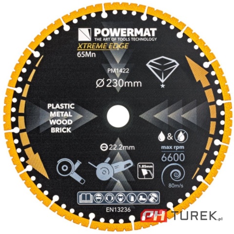 Tarcza diamentowa uniwersalna 230mm do metalu drewna plastiku pm-tdcs-1252t