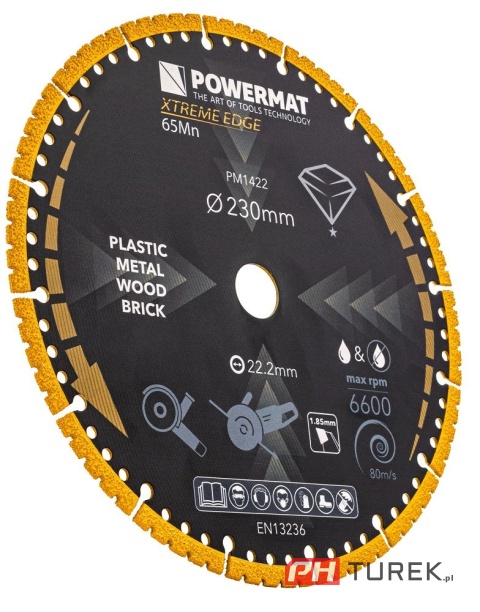 Tarcza diamentowa uniwersalna 230mm do metalu drewna plastiku pm-tdcs-1252t