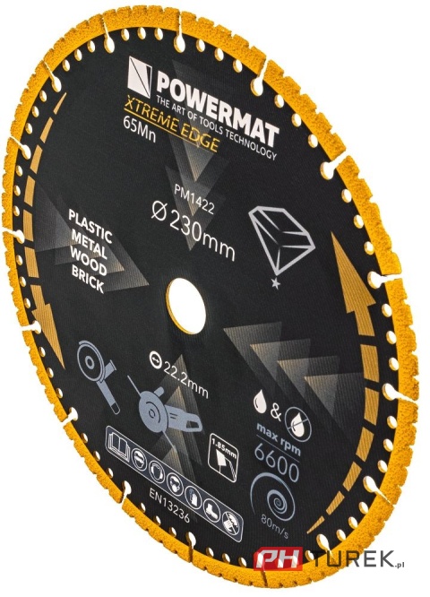Tarcza diamentowa uniwersalna 230mm do metalu drewna plastiku pm-tdcs-1252t