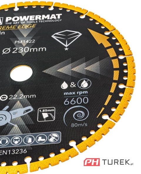 Tarcza diamentowa uniwersalna 230mm do metalu drewna plastiku pm-tdcs-1252t