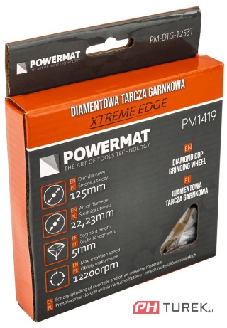 Tarcza garnkowa diamentowa do szlifowania 125mm PM-DTG-1253T