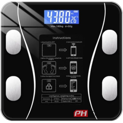 Waga łazienkowa LCD - analityczna Max 180kg 8 różnych parametrów