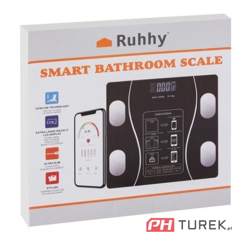 Waga łazienkowa LCD - analityczna Max 180kg 8 różnych parametrów