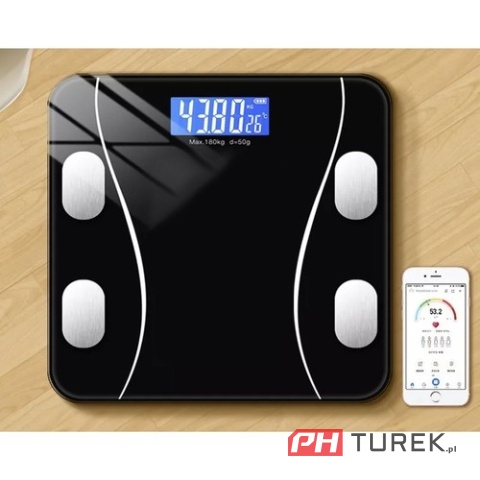 Waga łazienkowa LCD - analityczna Max 180kg 8 różnych parametrów