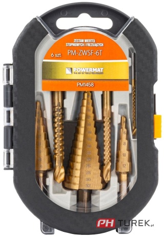 Wiertła stopniowe stożkowe (zestaw 6el.) 4-30mm powermat hss PM-ZWSF-6T