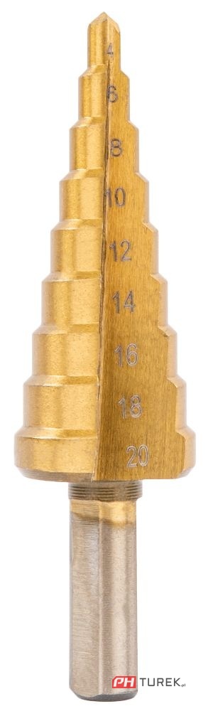 Wiertła stopniowe stożkowe (zestaw 6el.) 4-30mm powermat hss PM-ZWSF-6T
