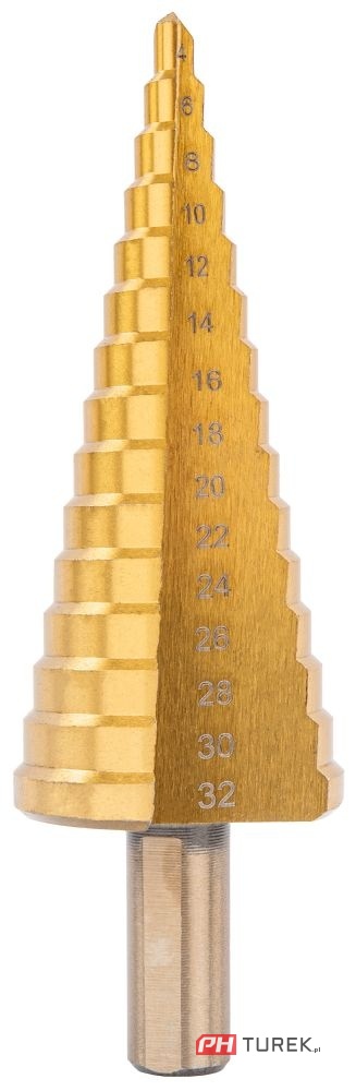 Wiertła stopniowe stożkowe (zestaw 6el.) 4-30mm powermat hss PM-ZWSF-6T