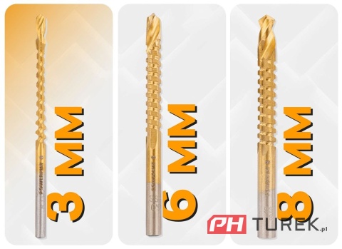 Wiertła stopniowe stożkowe (zestaw 6el.) 4-30mm powermat hss PM-ZWSF-6T
