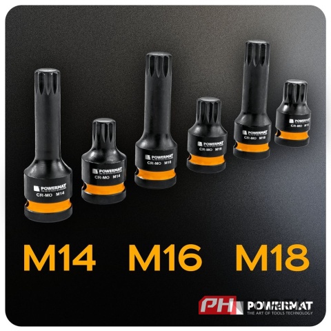 ZESTAW NASADEK UDAROWYCH 6 szt 78 mm/45 mm M14, M16 oraz M18 spline