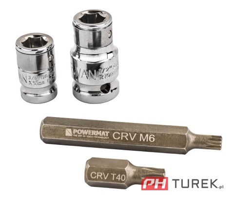Zestaw bitów 30mm/75mm CRV HEX, TORX , SPLINE 40 elementów Powermat