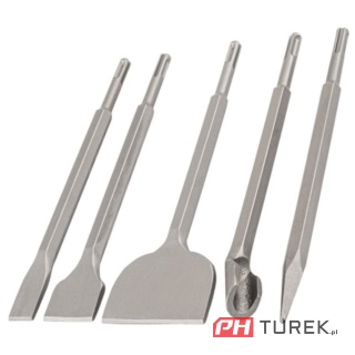 Zestaw dłut sds + 5 szt. Płaskie 250mm do betonu, cegły, kamienia Powermat