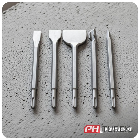 Zestaw dłut sds + 5 szt. Płaskie 250mm do betonu, cegły, kamienia Powermat