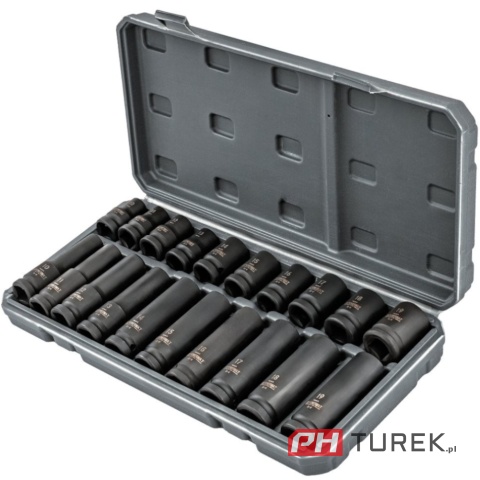 Zestaw nasadek udarowych Powermat (zestaw 20el.) 10-19mm 1/2 PM-ZNU-1019T