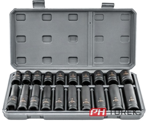 Zestaw nasadek udarowych Powermat (zestaw 20el.) 10-19mm 1/2 PM-ZNU-1019T