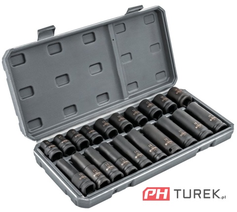 Zestaw nasadek udarowych Powermat (zestaw 20el.) 10-19mm 1/2 PM-ZNU-1019T